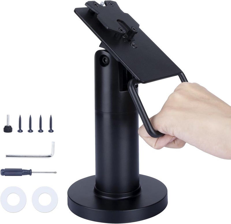 CRIZISTON POS Terminal Stand for Ingenico Lane/3000/3600/7000/8000, Point of Sale Square Card Reader Terminal Holder, Tilt & Swivel Metal POS Stand with Installation Tools, Screw-in & Adhesive, Black - Image 1